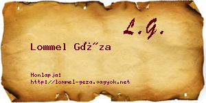 Lommel Géza névjegykártya